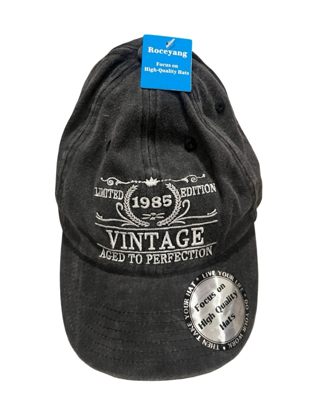 NWT: Unisex Vintage 1985 Black Baseball Cap